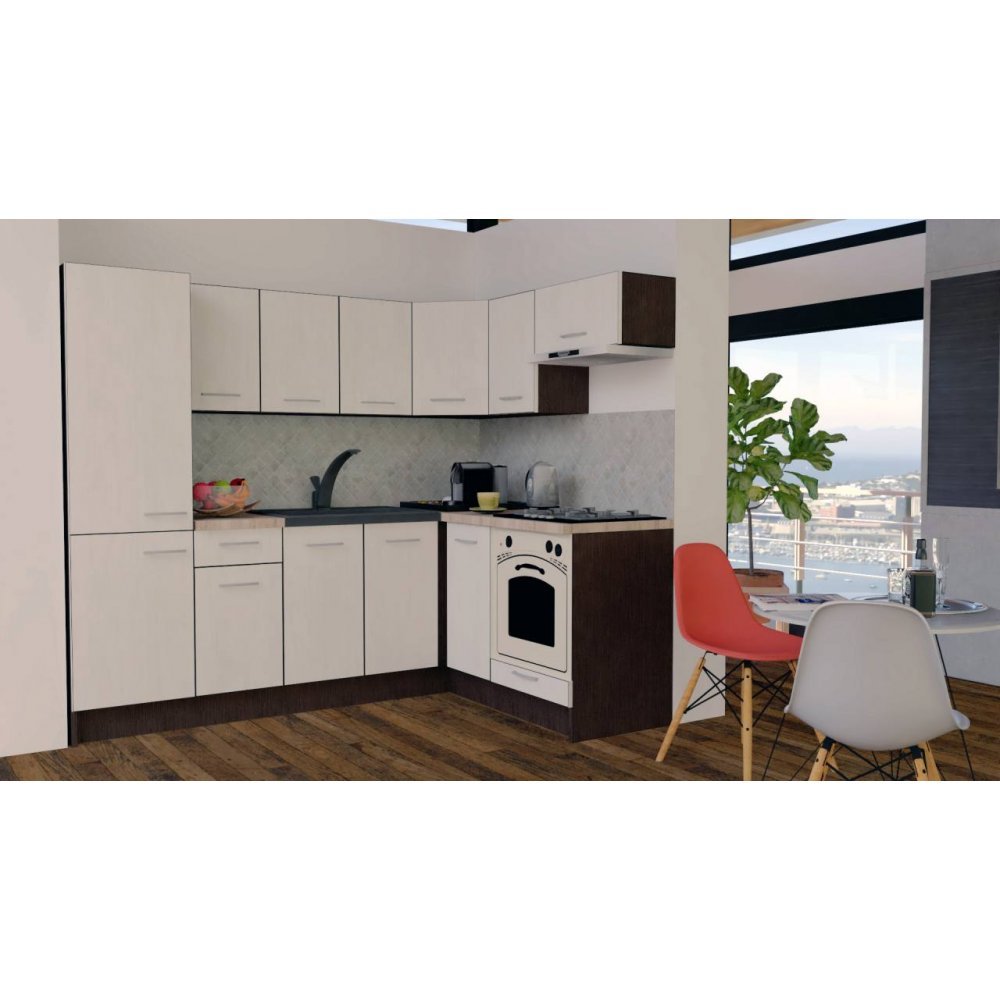Bucatarie de Colt GENA NEW 3 DR. 160-230, Cu Corp de Cuptor, Wenge / Decor 8508