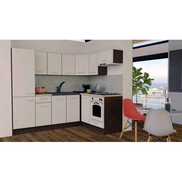 Bucatarie de Colt GENA NEW 3 DR. 160-230, Cu Corp de Cuptor, Wenge / Decor 8508
