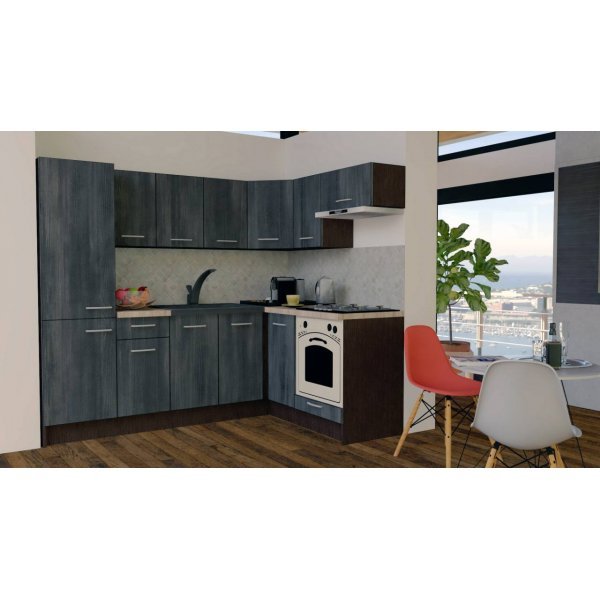 Bucatarie de Colt GENA NEW 3 DR. 160-230, Cu Corp de Cuptor, Wenge / Decor 8509