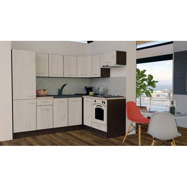 Bucatarie de Colt GENA NEW 3 DR. 160-230, Cu Corp de Cuptor, Wenge / Decor K001