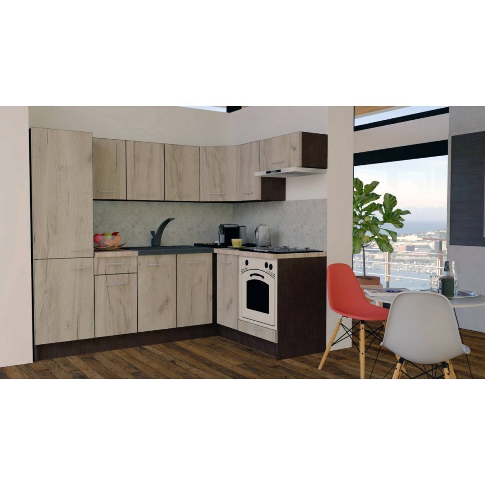 Bucatarie de Colt GENA NEW 3 DR. 160-230, Cu Corp de Cuptor, Wenge / Decor K002