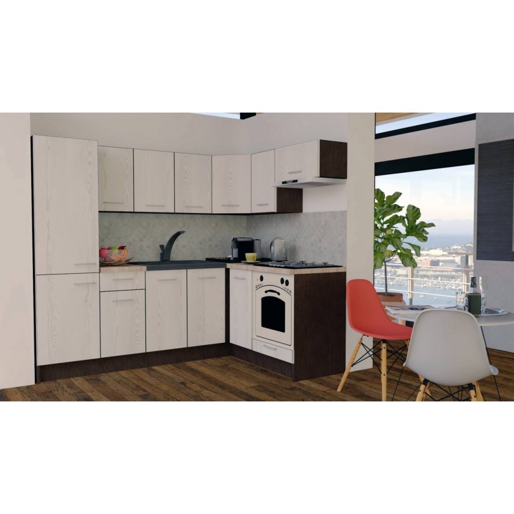 Bucatarie de Colt GENA NEW 3 DR. 160-230, Cu Corp de Cuptor, Wenge / Decor K010