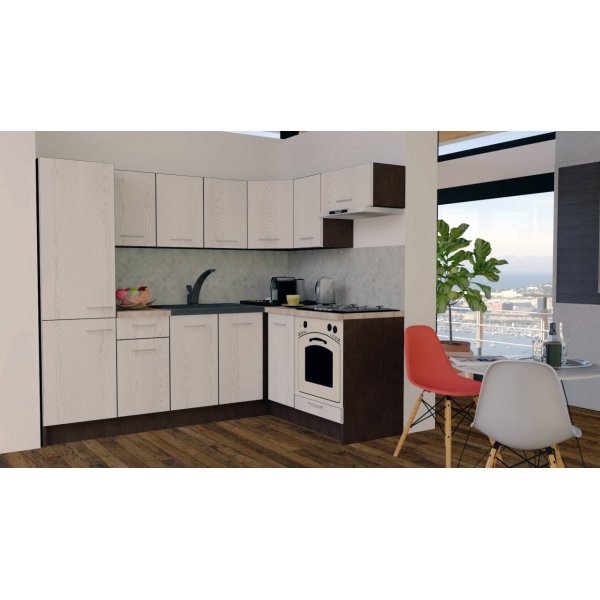 Bucatarie de Colt GENA NEW 3 DR. 160-230, Cu Corp de Cuptor, Wenge / Decor K010