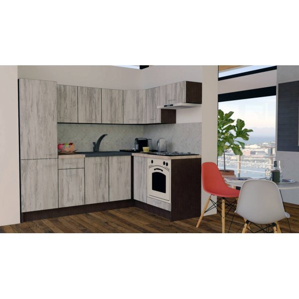 Bucatarie de Colt GENA NEW 3 DR. 160-230, Cu Corp de Cuptor, Wenge / Decor K084