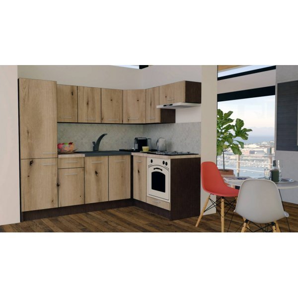 Bucatarie de Colt GENA NEW 3 DR. 160-230, Cu Corp de Cuptor, Wenge / Decor K365