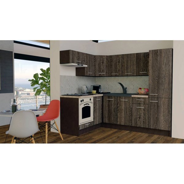 Bucatarie de Colt GENA NEW 3 ST. 160-230, Cu Corp de Cuptor, Wenge / Decor 7648