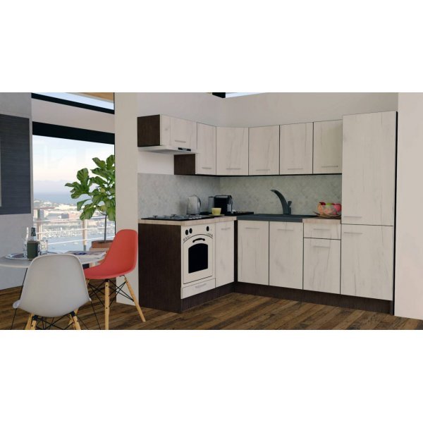 Bucatarie de Colt GENA NEW 3 ST. 160-230, Cu Corp de Cuptor, Wenge / Decor K001