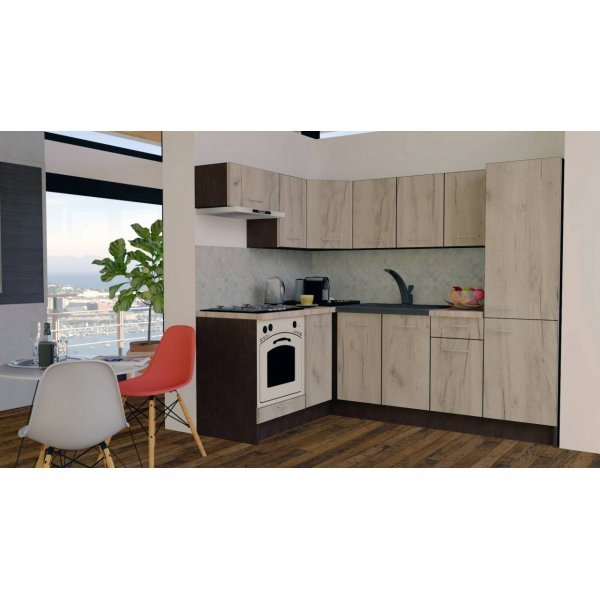 Bucatarie de Colt GENA NEW 3 ST. 160-230, Cu Corp de Cuptor, Wenge / Decor K002