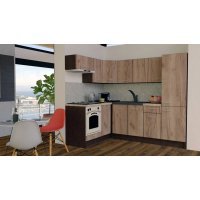 Bucatarie de Colt GENA NEW 3 ST. 160-230, Cu Corp de Cuptor, Wenge / Decor K004