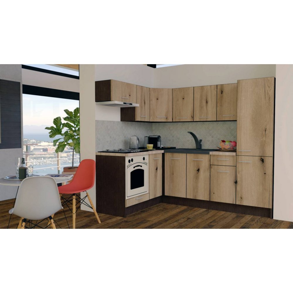 Bucatarie de Colt GENA NEW 3 ST. 160-230, Cu Corp de Cuptor, Wenge / Decor K365