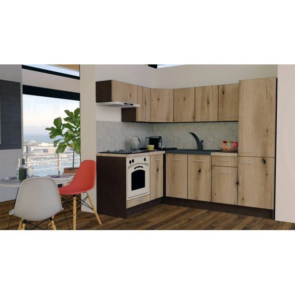 Bucatarie de Colt GENA NEW 3 ST. 160-230, Cu Corp de Cuptor, Wenge / Decor K365