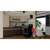 Bucatarie de Colt GENA NEW 4 DR. 160-230, Fara Corp de Cuptor, Wenge / Stejar Sonoma
