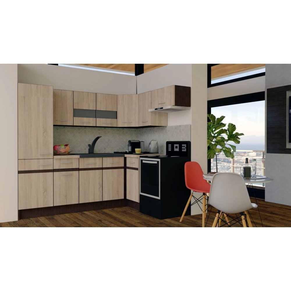 Bucatarie de Colt GENA NEW 4 DR. 160-230, Fara Corp de Cuptor, Stejar Sonoma