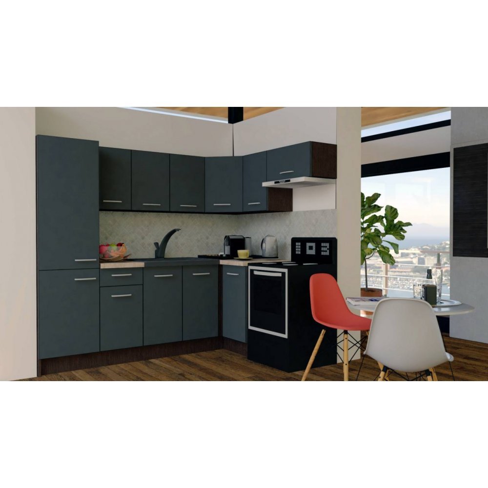 Bucatarie de Colt GENA NEW 4 DR. 160-230, Fara Corp de Cuptor, Wenge / Decor 0164