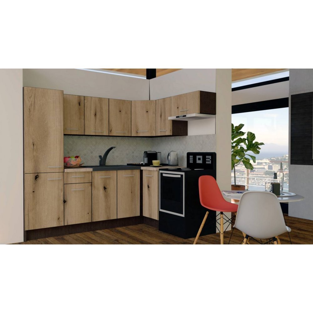 Bucatarie de Colt GENA NEW 4 DR. 160-230, Fara Corp de Cuptor, Wenge / Decor K365