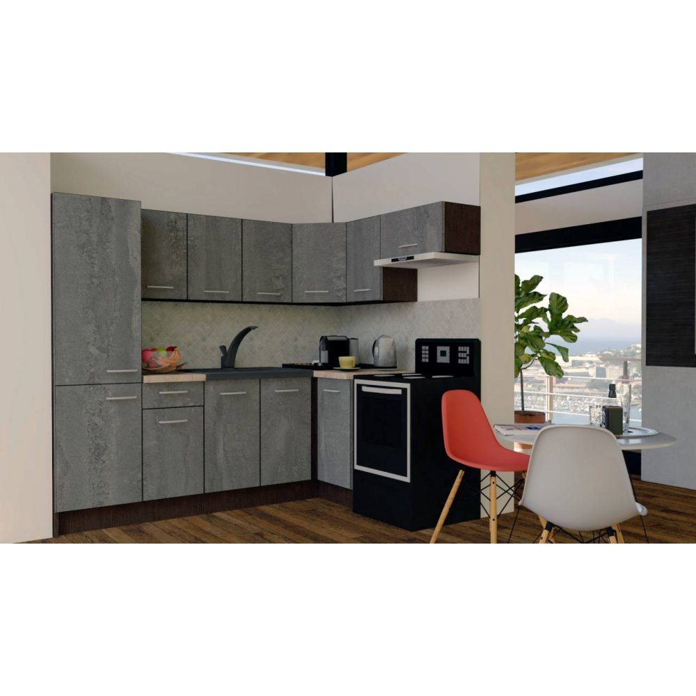 Bucatarie de Colt GENA NEW 4 DR. 160-230, Fara Corp de Cuptor, Wenge / Decor K352