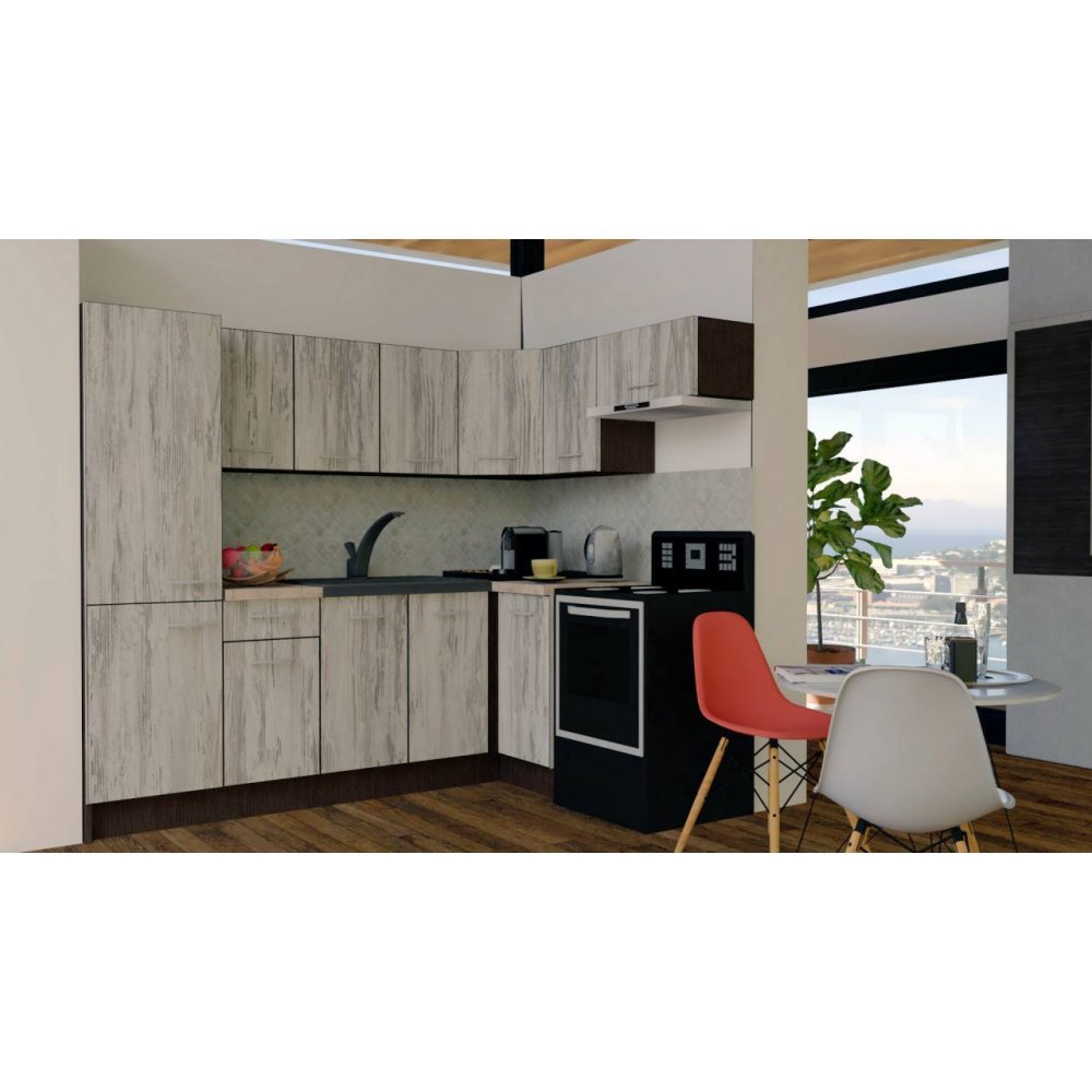 Bucatarie de Colt GENA NEW 4 DR. 160-230, Fara Corp de Cuptor, Wenge / Decor K084