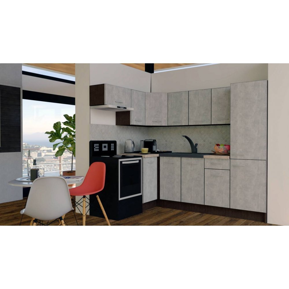 Bucatarie de Colt GENA NEW 4 ST. 160-230, Fara Corp de Cuptor, Wenge / Decor 4298