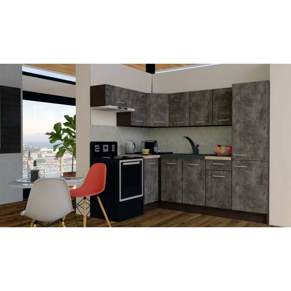 Bucatarie de Colt GENA NEW 4 ST. 160-230, Fara Corp de Cuptor, Wenge / Decor 4299