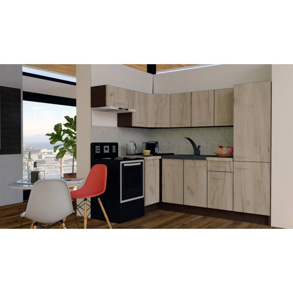 Bucatarie de Colt GENA NEW 4 ST. 160-230, Fara Corp de Cuptor, Wenge / Decor K002