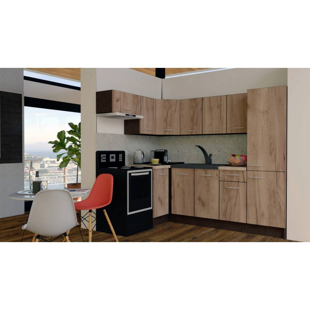 Bucatarie de Colt GENA NEW 4 ST. 160-230, Fara Corp de Cuptor, Wenge / Decor K004