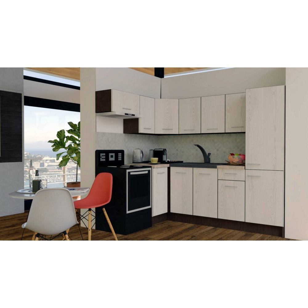 Bucatarie de Colt GENA NEW 4 ST. 160-230, Fara Corp de Cuptor, Wenge / Decor K010