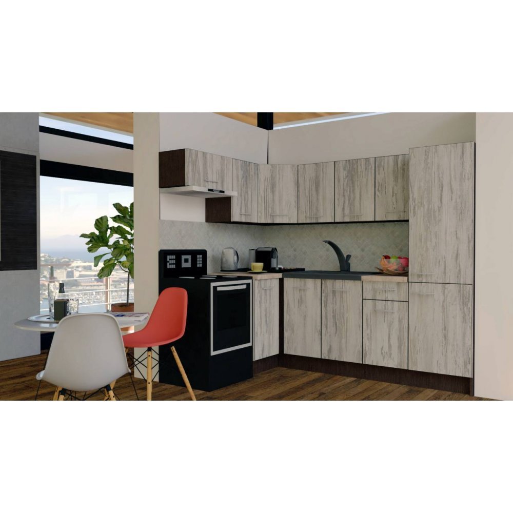 Bucatarie de Colt GENA NEW 4 ST. 160-230, Fara Corp de Cuptor, Wenge / Decor K084