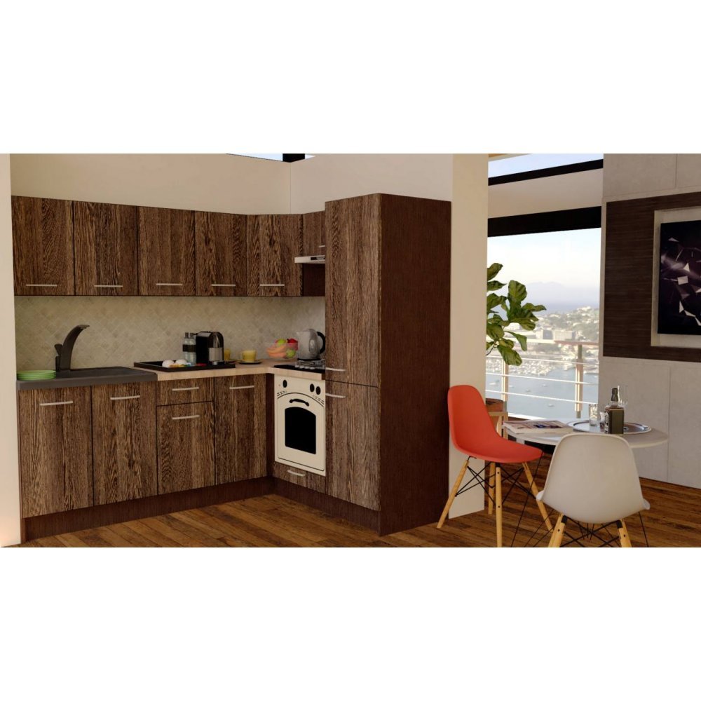 Bucatarie de Colt GENA NEW 5 DR. 170-220, Cu Corp de Cuptor, Wenge / Decor 7648