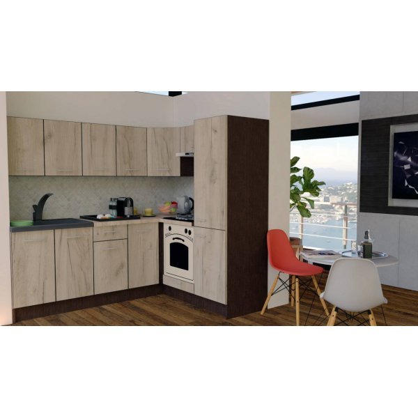 Bucatarie de Colt GENA NEW 5 DR. 170-220, Cu Corp de Cuptor, Wenge / Decor K002