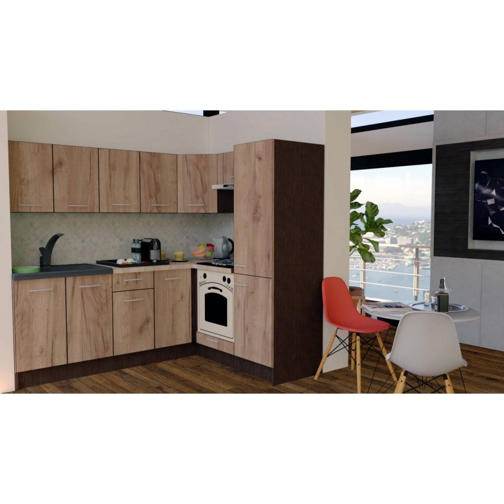 Bucatarie de Colt GENA NEW 5 DR. 170-220, Cu Corp de Cuptor, Wenge / Decor K004