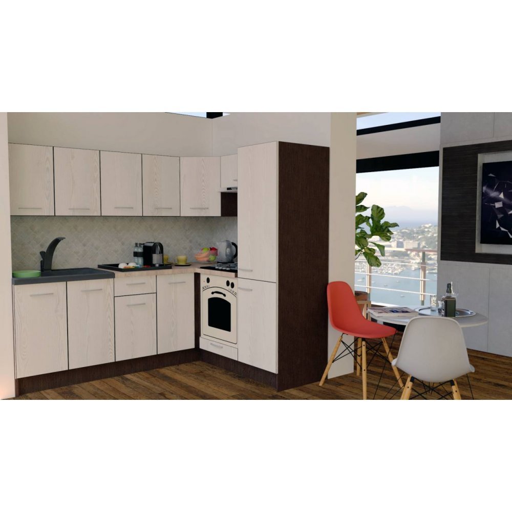Bucatarie de Colt GENA NEW 5 DR. 170-220, Cu Corp de Cuptor, Wenge / Decor K010