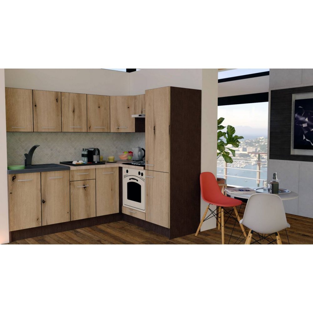 Bucatarie de Colt GENA NEW 5 DR. 170-220, Cu Corp de Cuptor, Wenge / Decor K365