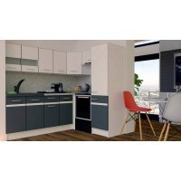 Bucatarie de Colt GENA NEW 6 DR. 170-220, Fara Corp de Cuptor, Alb / Gri