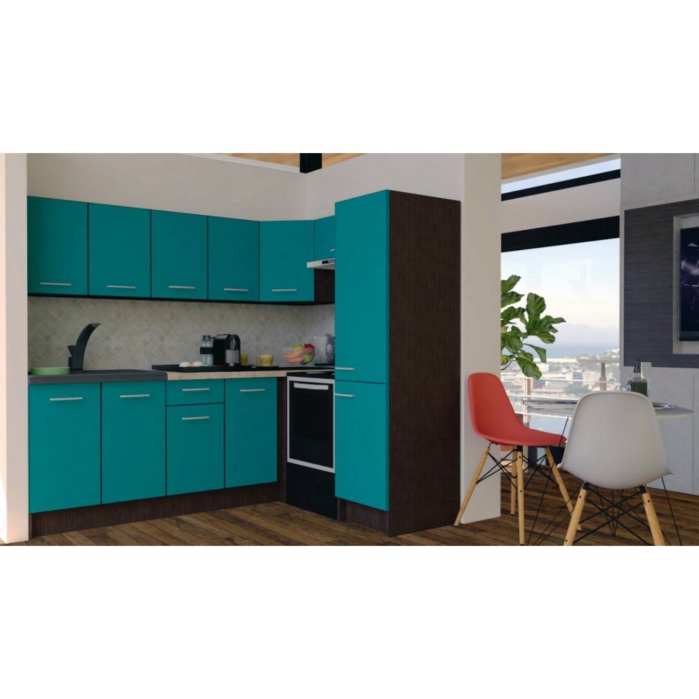 Bucatarie de Colt GENA NEW 6 DR. 170-220, Fara Corp de Cuptor, Wenge / Decor 0245