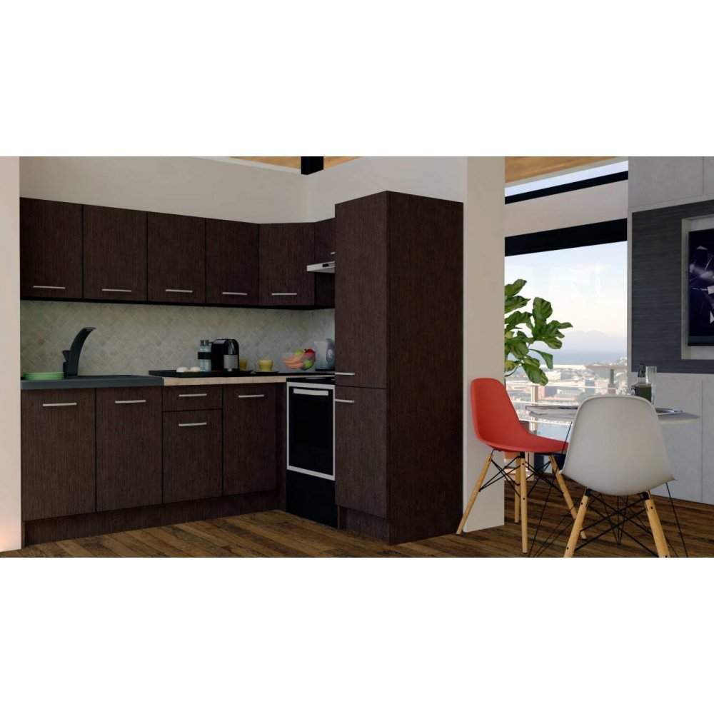 Bucatarie de Colt GENA NEW 6 DR. 170-220, Fara Corp de Cuptor, Wenge / Decor 8548