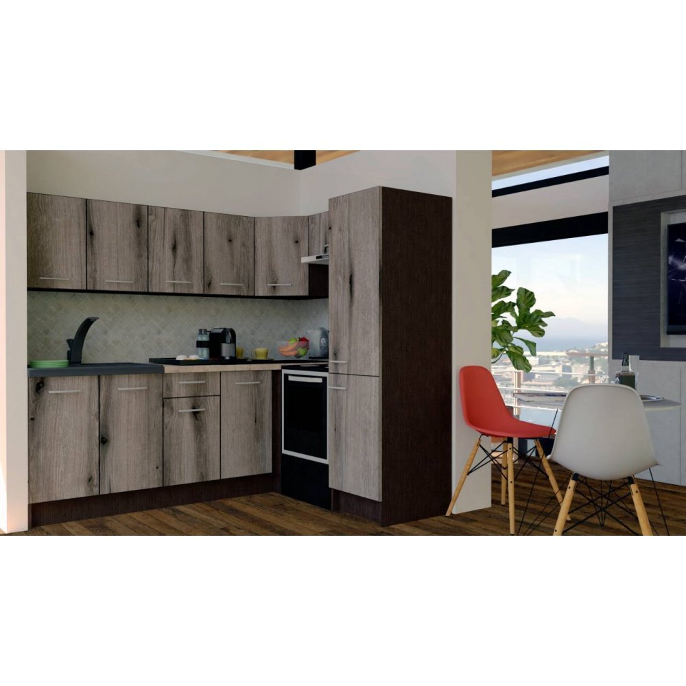 Bucatarie de Colt GENA NEW 6 DR. 170-220, Fara Corp de Cuptor, Wenge / Decor K366