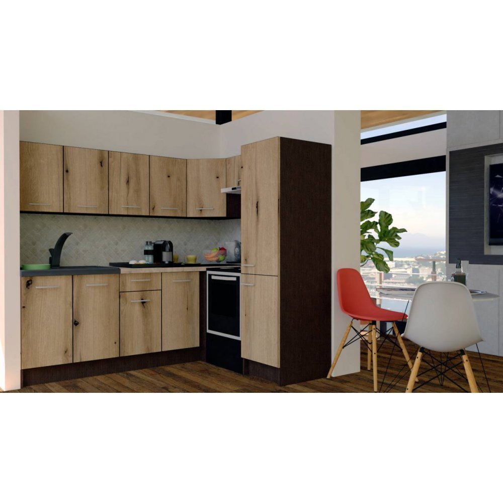 Bucatarie de Colt GENA NEW 6 DR. 170-220, Fara Corp de Cuptor, Wenge / Decor K365