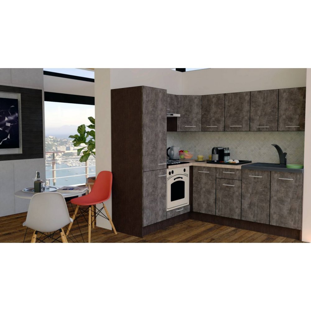 Bucatarie de Colt GENA NEW 5 ST. 170-220, Cu Corp de Cuptor, Wenge / Decor 4299