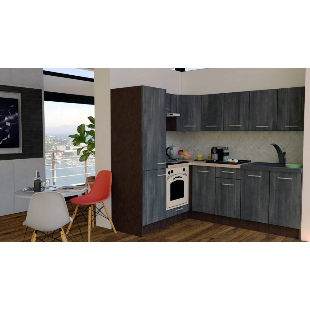 Bucatarie de Colt GENA NEW 5 ST. 170-220, Cu Corp de Cuptor, Wenge / Decor 8509