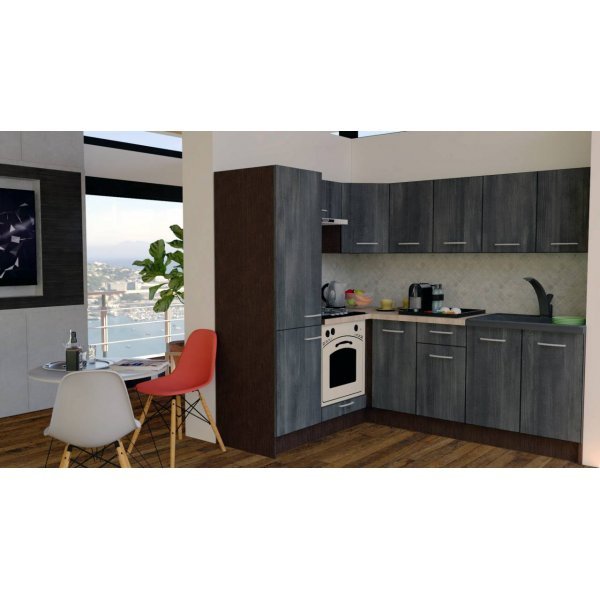Bucatarie de Colt GENA NEW 5 ST. 170-220, Cu Corp de Cuptor, Wenge / Decor 8509