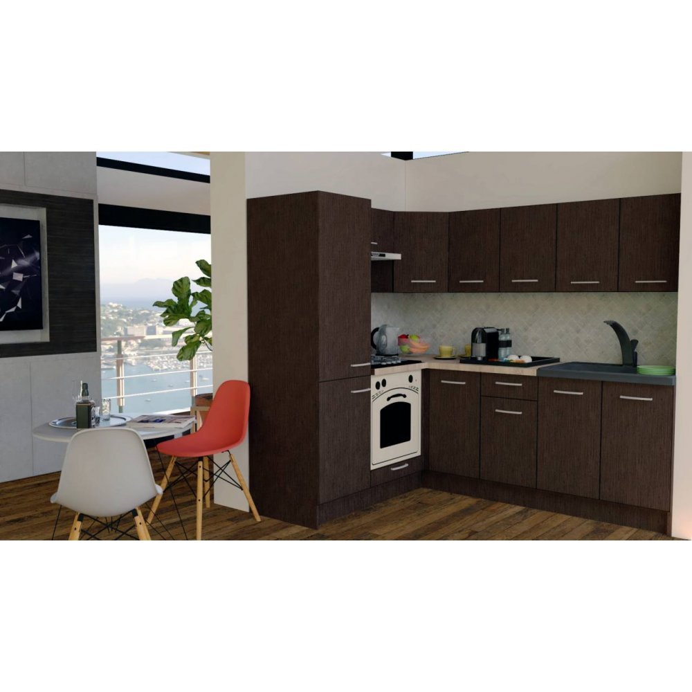 Bucatarie de Colt GENA NEW 5 ST. 170-220, Cu Corp de Cuptor, Wenge / Decor 8548
