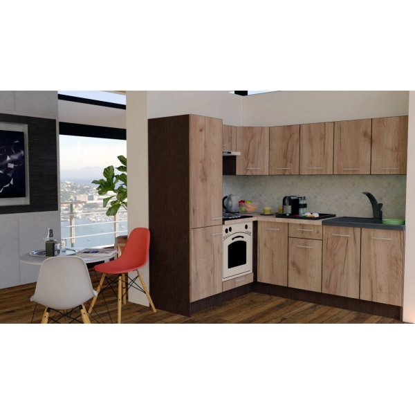 Bucatarie de Colt GENA NEW 5 ST. 170-220, Cu Corp de Cuptor, Wenge / Decor K004