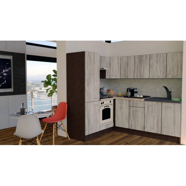 Bucatarie de Colt GENA NEW 5 ST. 170-220, Cu Corp de Cuptor, Wenge / Decor K084