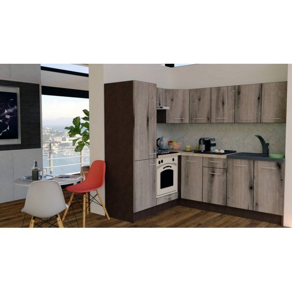 Bucatarie de Colt GENA NEW 5 ST. 170-220, Cu Corp de Cuptor, Wenge / Decor K366