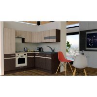 Bucatarie de Colt GENA NEW 7 DR. 180-210, Cu Corp de Cuptor, Wenge / Stejar Sonoma