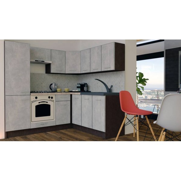 Bucatarie de Colt GENA NEW 7 DR. 180-210, Cu Corp de Cuptor, Wenge / Decor 4298