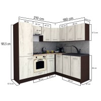 Bucatarie de Colt GENA NEW 7 DR. 180-210, Cu Corp de Cuptor, Wenge / Decor 4299 Bucatarie de Colt GENA NEW 7 DR. 180-210, Cu Corp de Cuptor, Wenge / Decor 4299