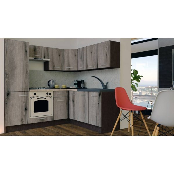 Bucatarie de Colt GENA NEW 7 DR. 180-210, Cu Corp de Cuptor, Wenge / Decor K366