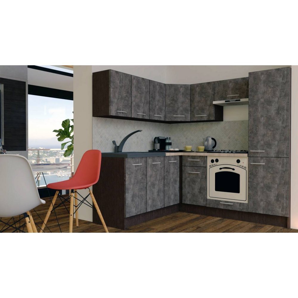 Bucatarie de Colt GENA NEW 7 ST. 180-210, Cu Corp de Cuptor, Wenge / Decor 4299