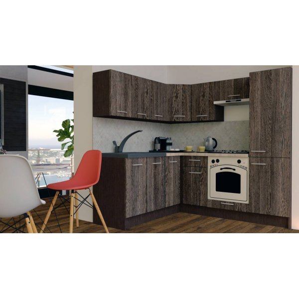 Bucatarie de Colt GENA NEW 7 ST. 180-210, Cu Corp de Cuptor, Wenge / Decor 7648